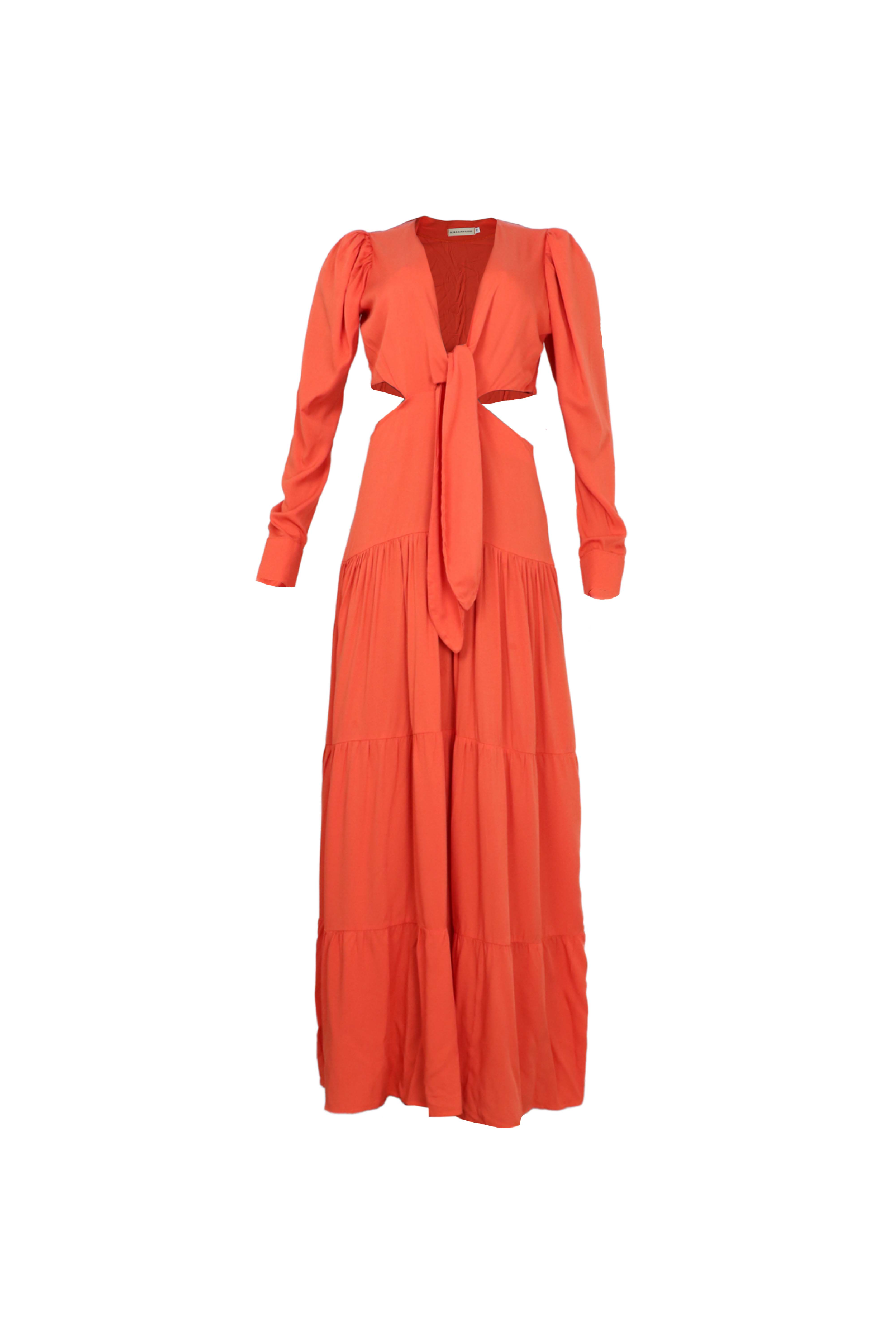 vestido largo naranja para mujer