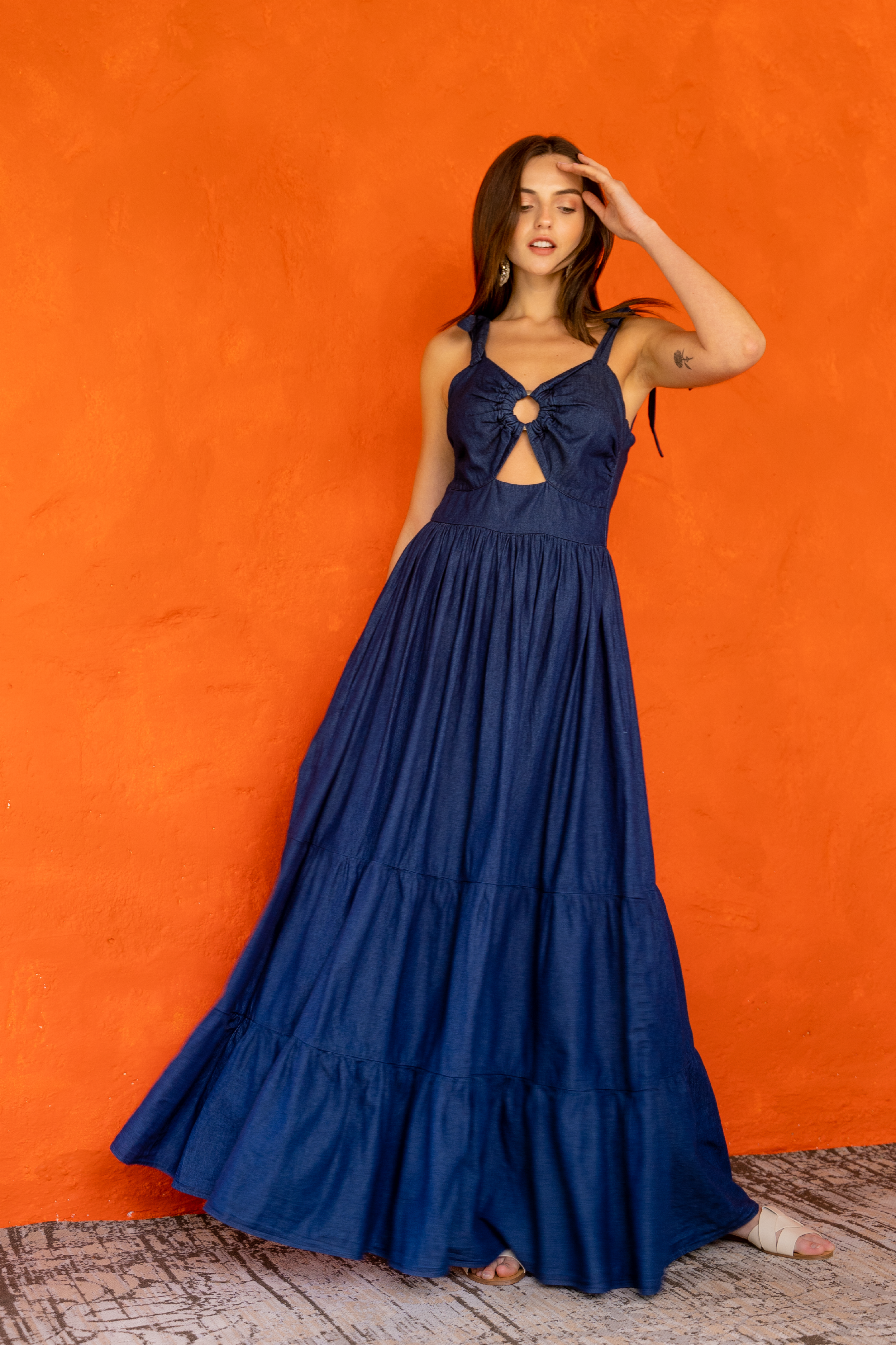 Vestido largo en índigo