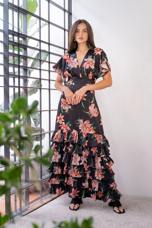 Vestido largo de golas