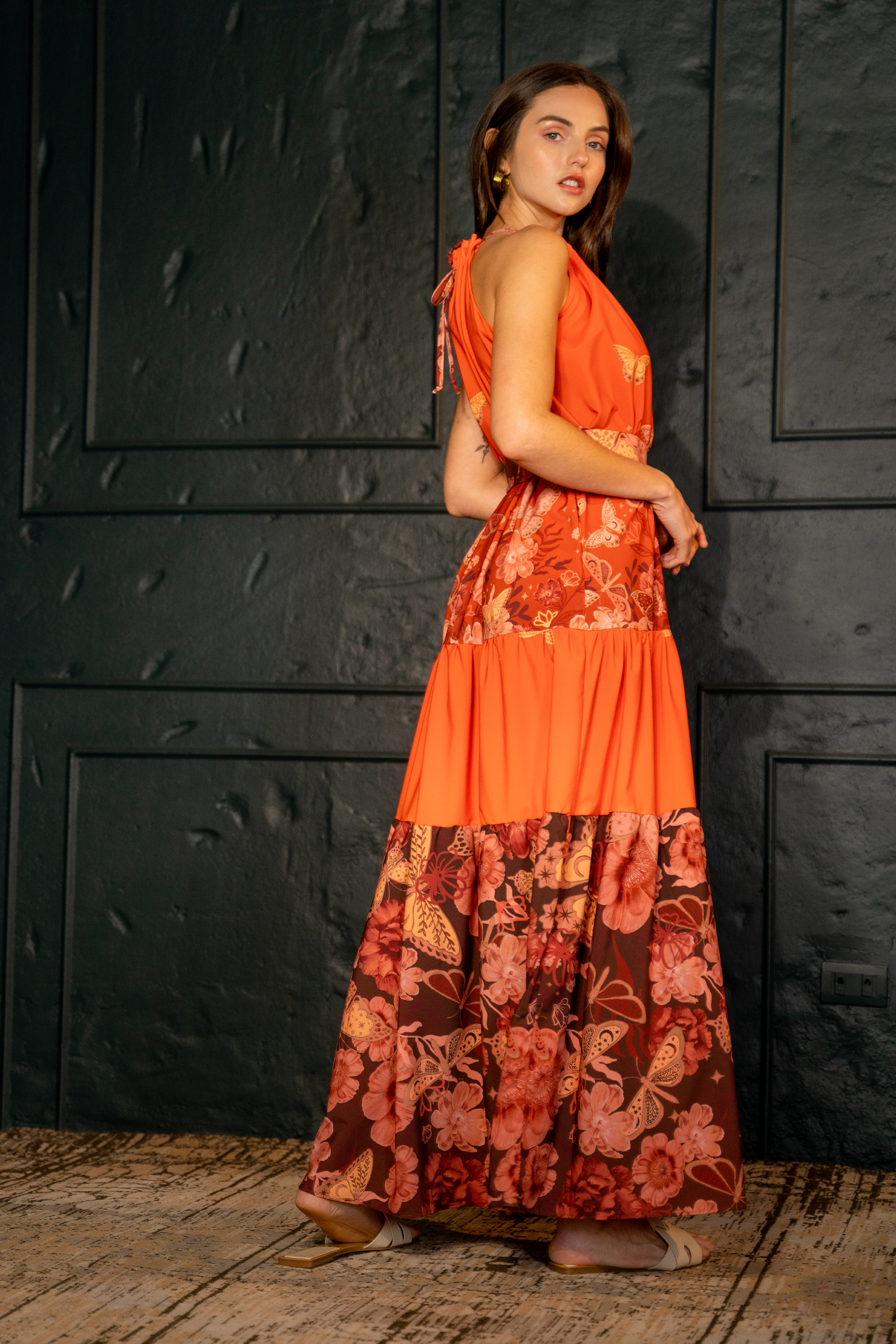 Vestido estampado largo