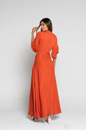 Vestido largo terracota