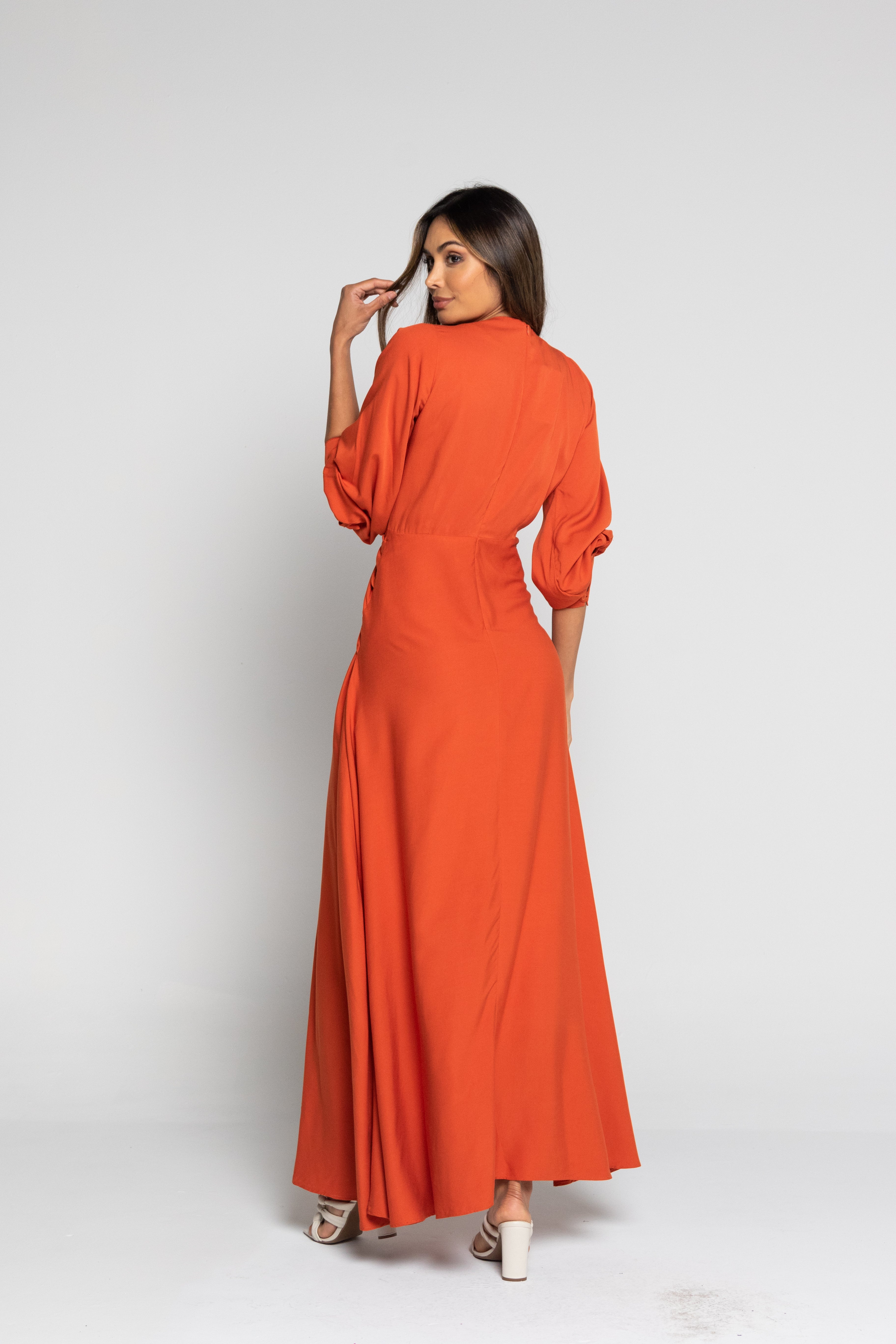 Vestido largo terracota