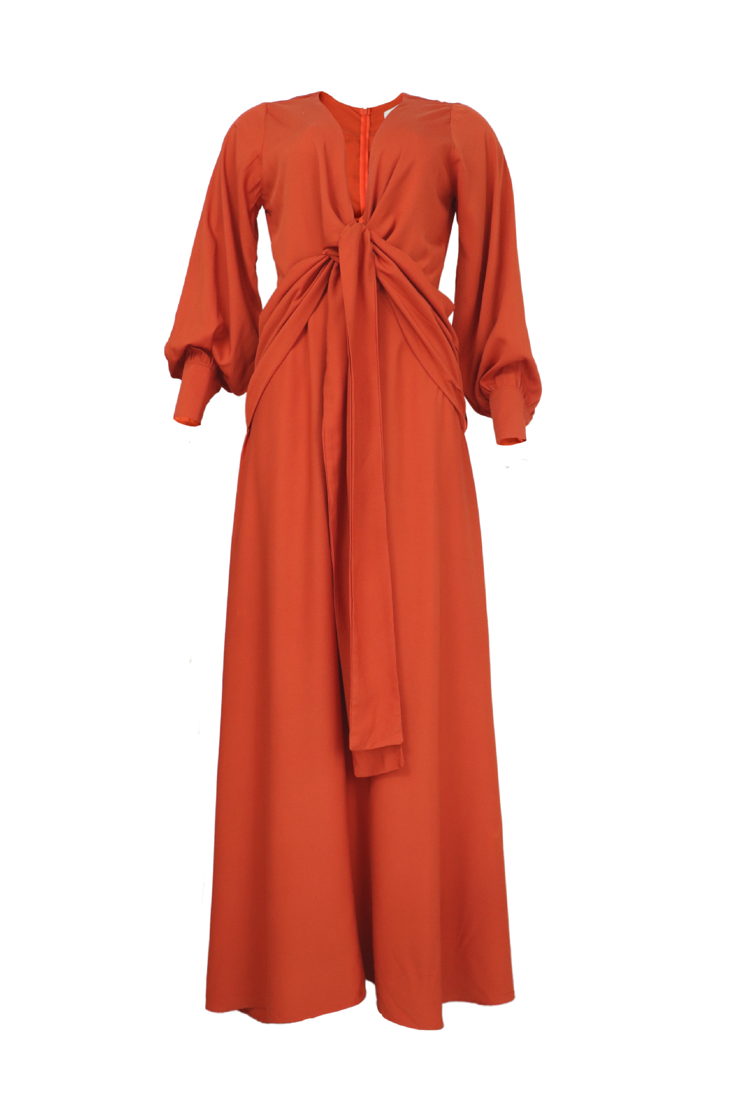 Vestido largo con manga larga y puños