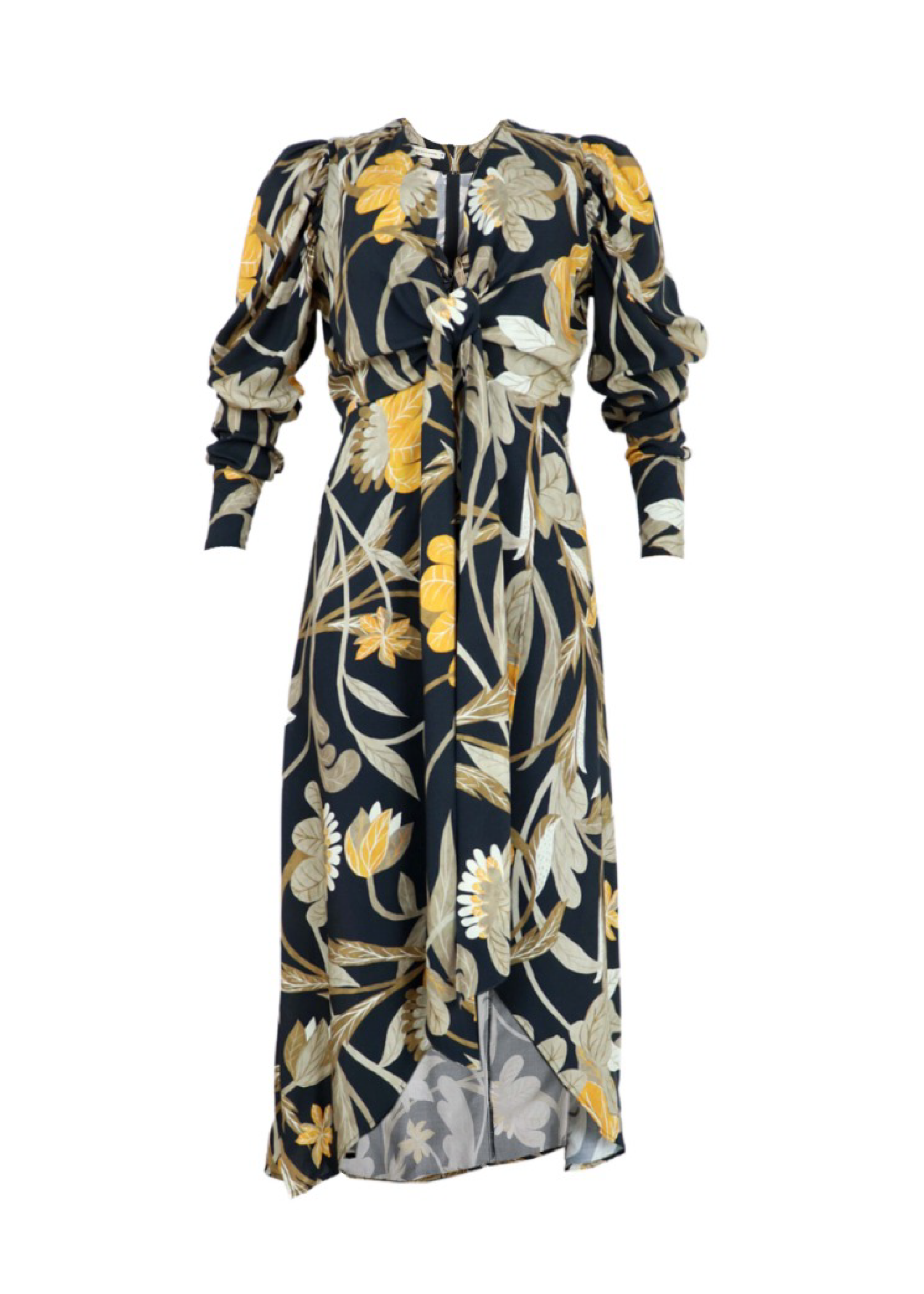 vestido mangas largas negro estampado