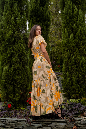 Vestido con boleros estampado y manga corta