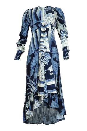 Vestido mangas largas color azul oscuro
