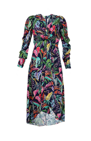 Vestido midi fondo azul oscuro