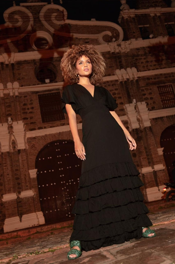 Vestido Largo con golas Amalia