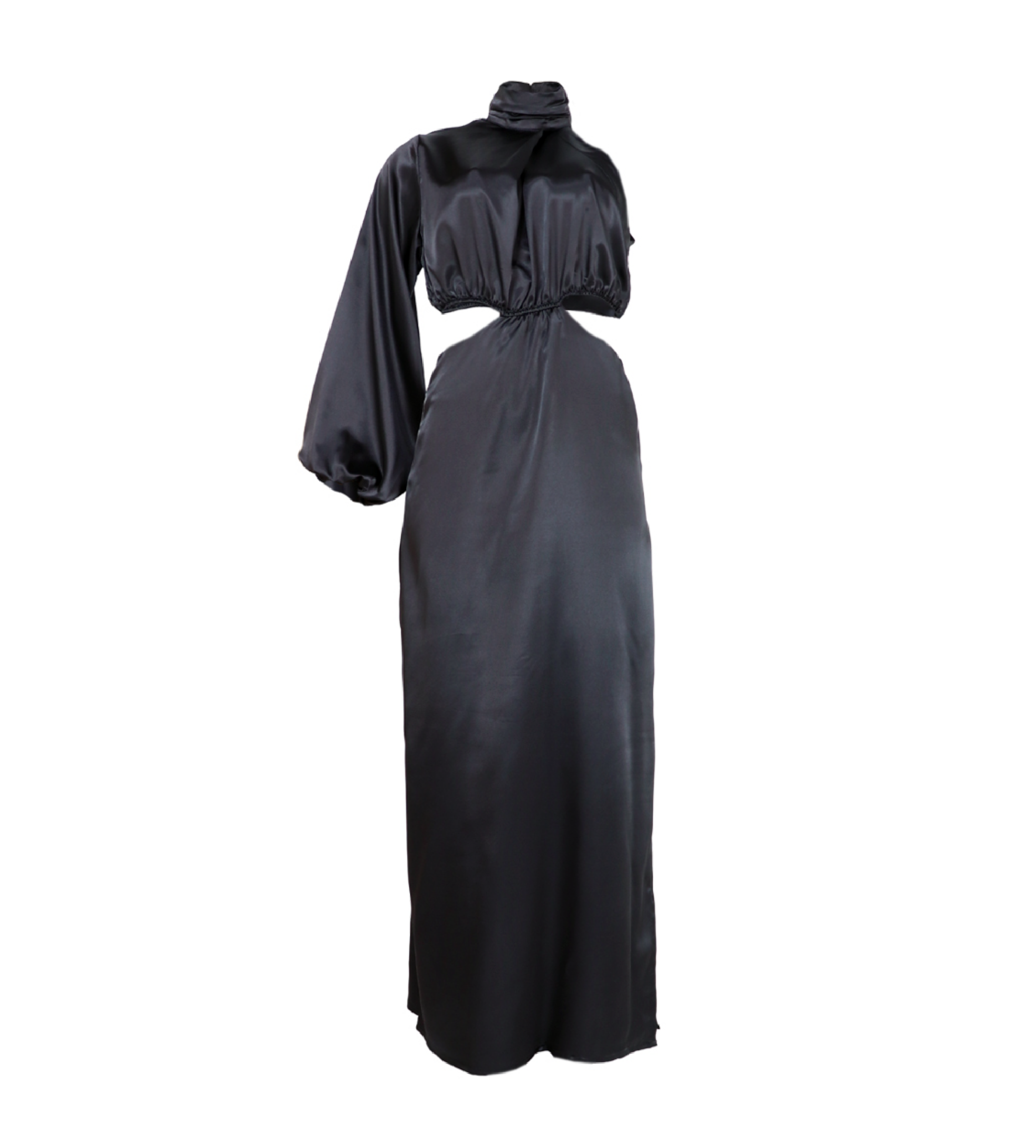Vestido largo satinado en color negro