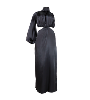Vestido largo satinado en color negro