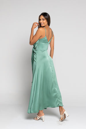 Vestido satinado verde 