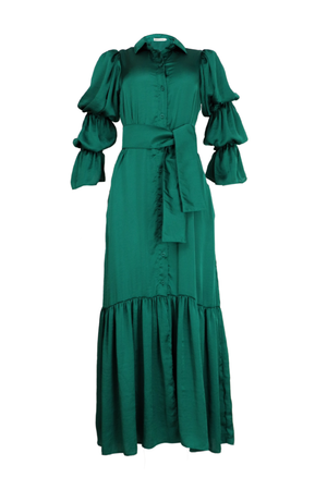 Vestido largo en color verde esmeralda 