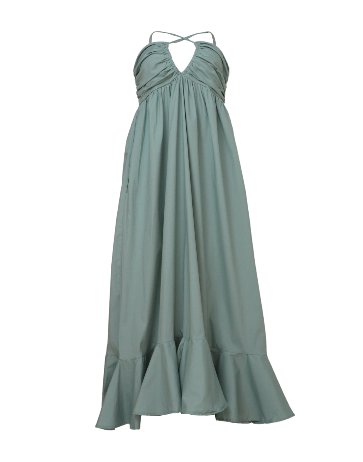 Vestido midi verde oliva