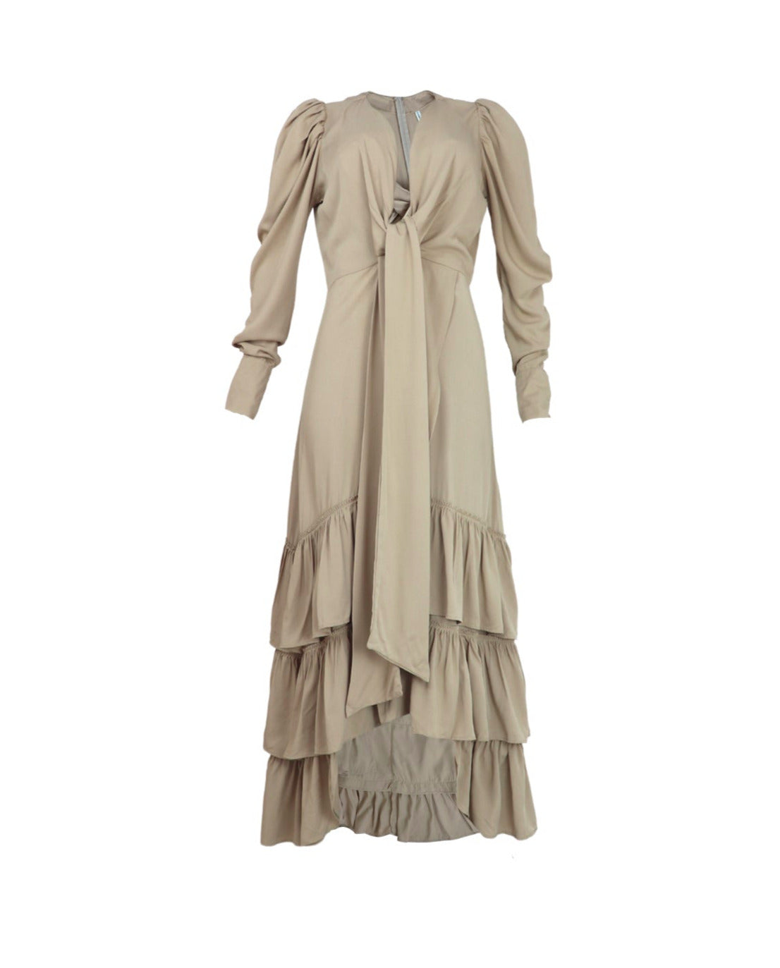 Vestido con lazos para mujer en color arena 