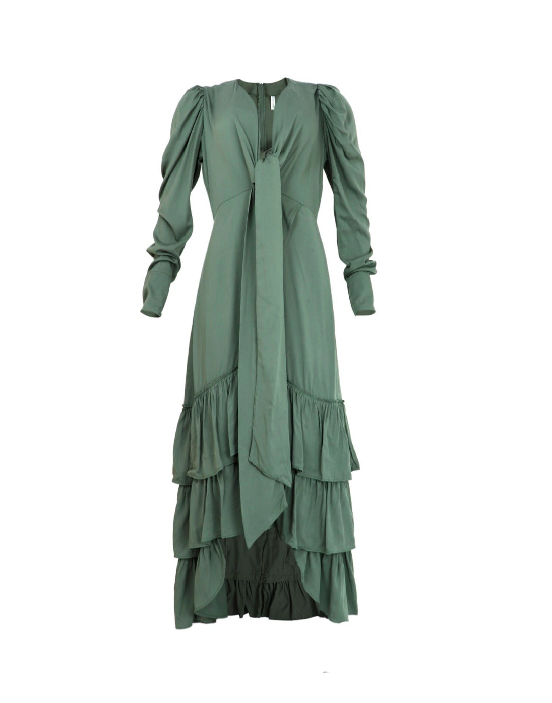 Vestido con lazos para mujer en color verde oliva