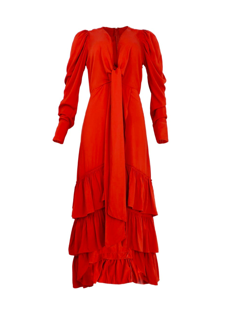 vestido largo terracota con lazos
