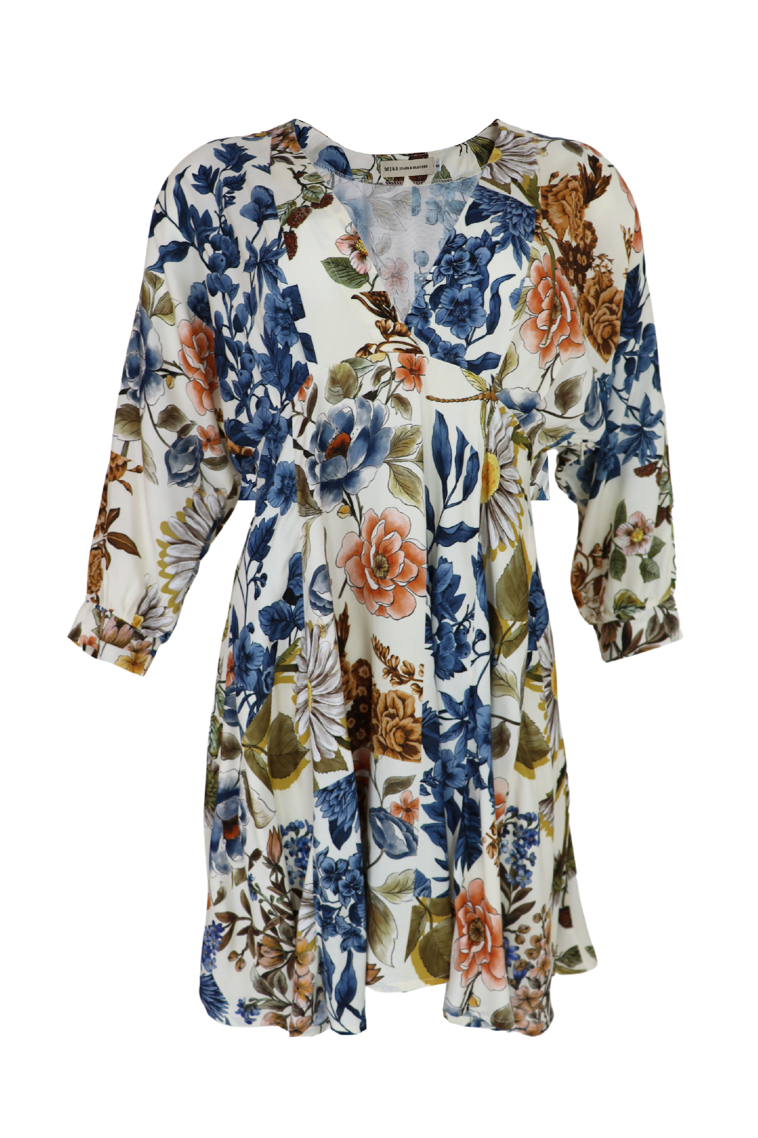 Vestido corto estampado fondo beige