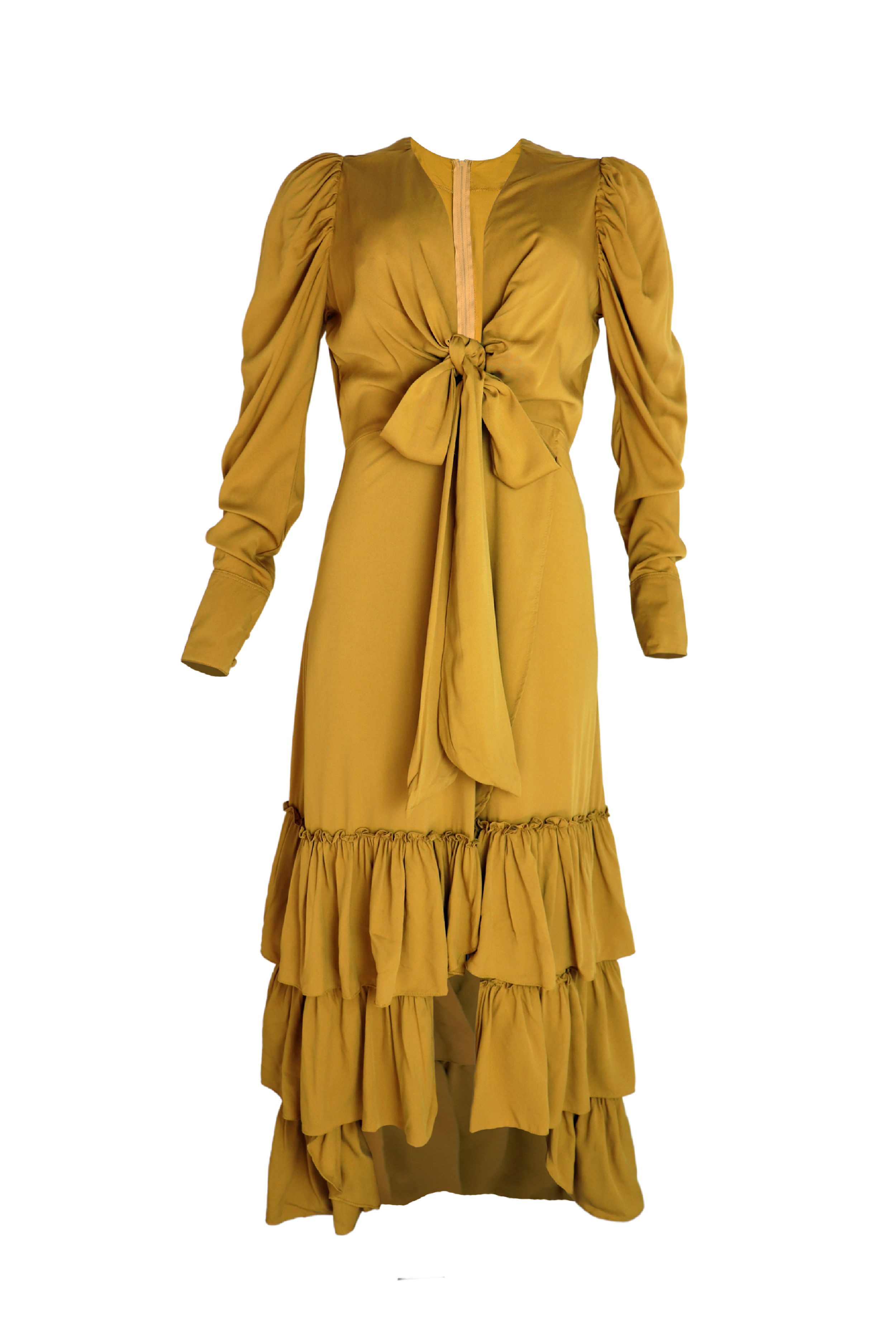 Vestido mostaza con lazos